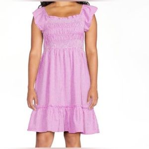 Terra & Sky Ruffle Gingham Smocked Dress 4X